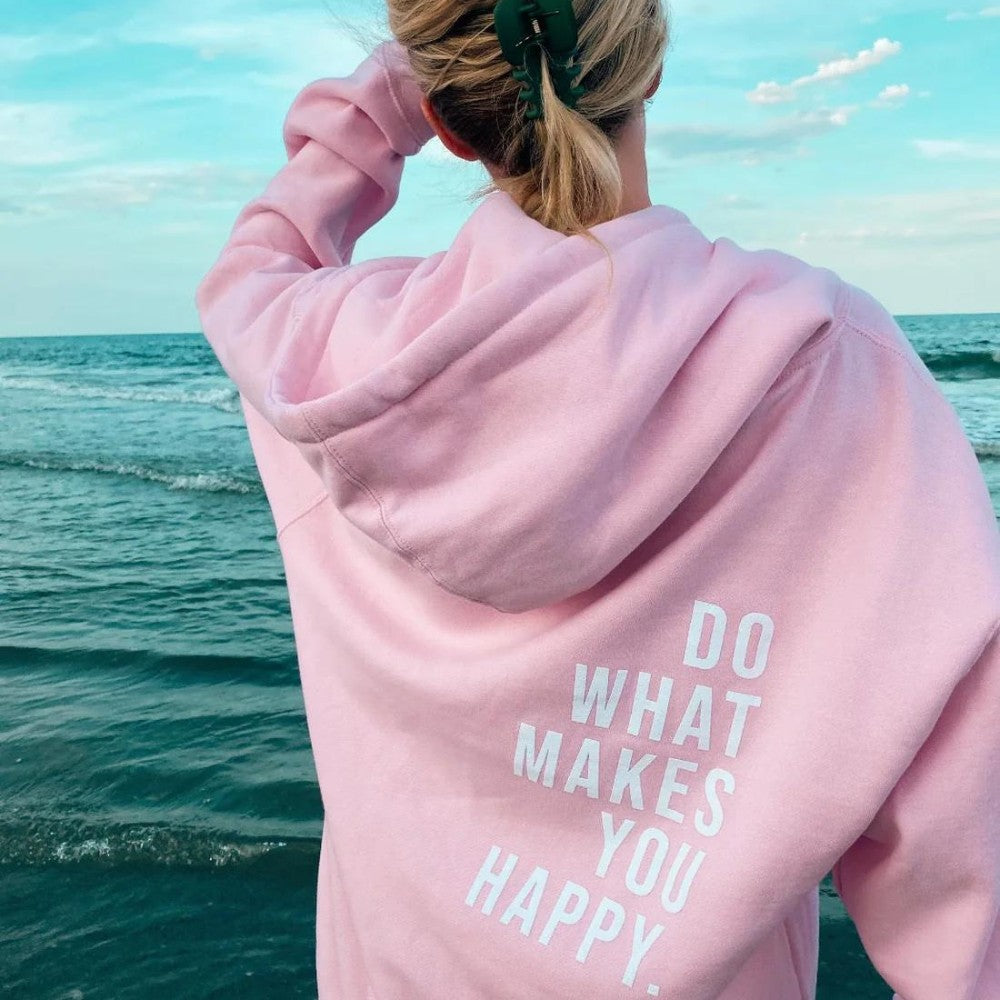 Oversized Slogan Print Hoodie in Pink | Valenira