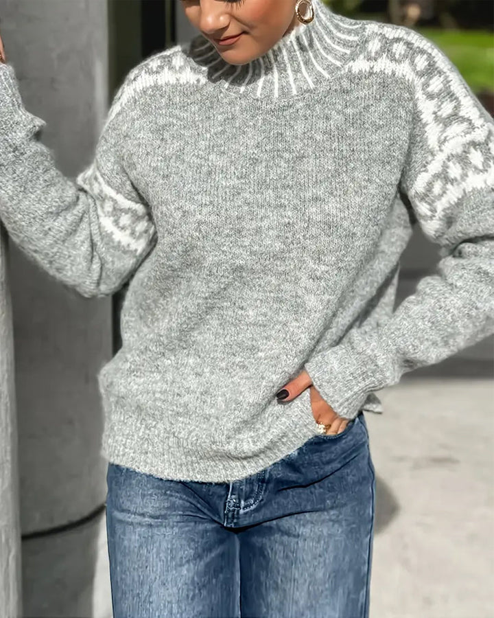 Patterned Yoke Knit Sweater | Valenira