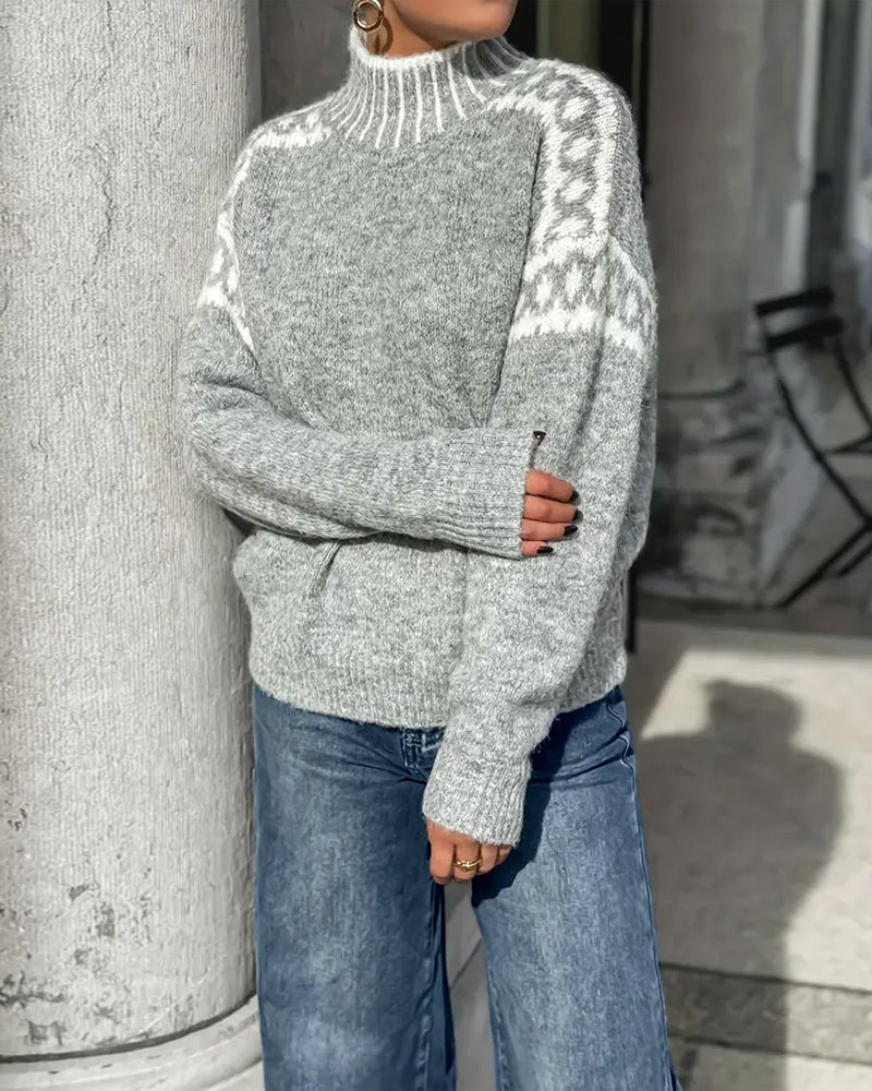 Patterned Yoke Knit Sweater | Valenira