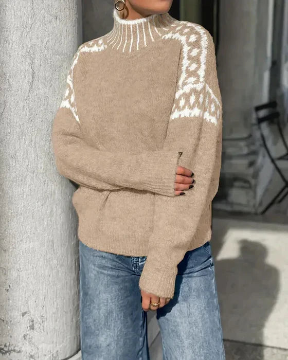 Patterned Yoke Knit Sweater | Valenira