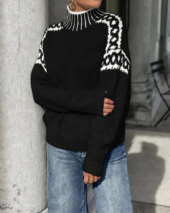 Patterned Yoke Knit Sweater | Valenira