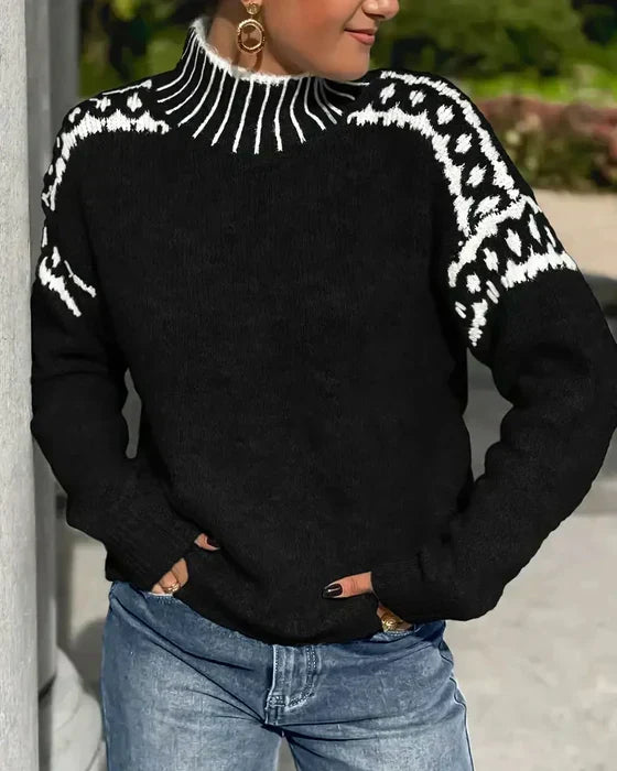 Patterned Yoke Knit Sweater | Valenira