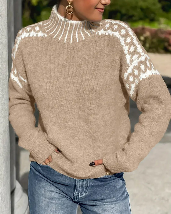 Patterned Yoke Knit Sweater | Valenira