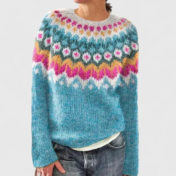 Patterned Yoke Sweater | Valenira