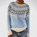 Patterned Yoke Sweater in Light Blue | Valenira