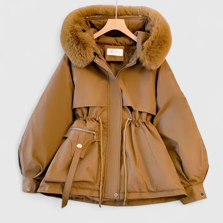 Pile Lined Hooded Parka in Brown | Valenira