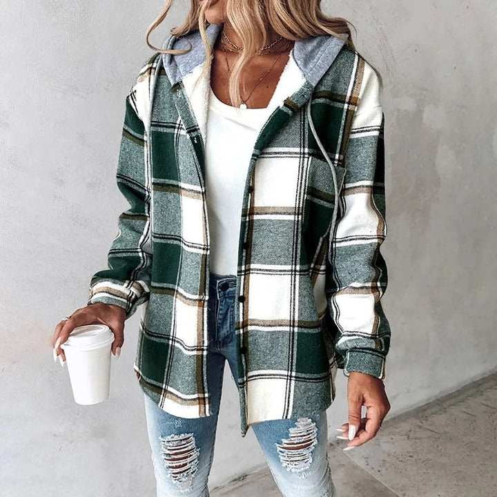 Plaid Hooded Shirt Jacket | Valenira