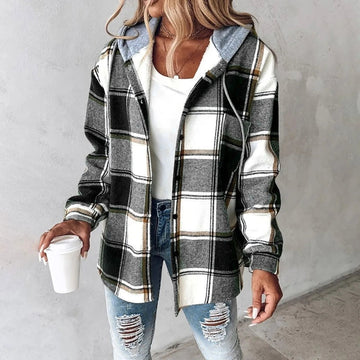 Plaid Hooded Shirt Jacket