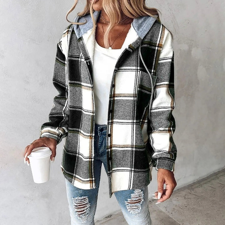 Plaid Hooded Shirt Jacket | Valenira