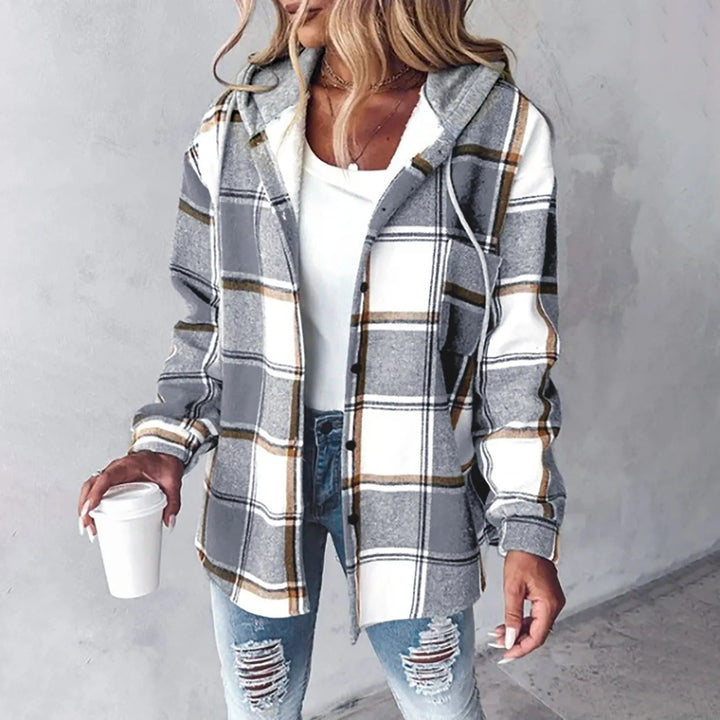 Plaid Hooded Shirt Jacket | Valenira