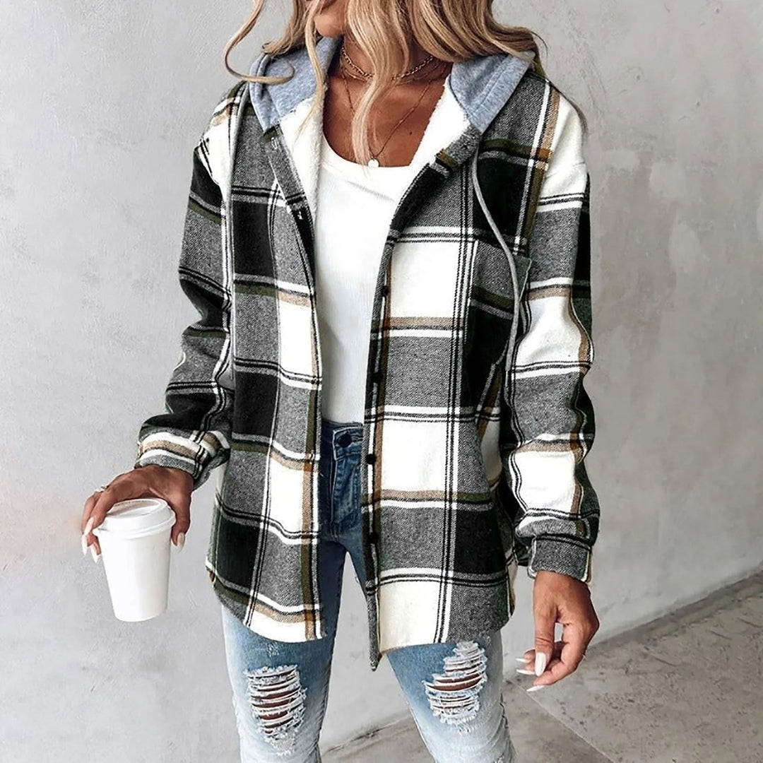 Plaid Hooded Shirt Jacket | Valenira