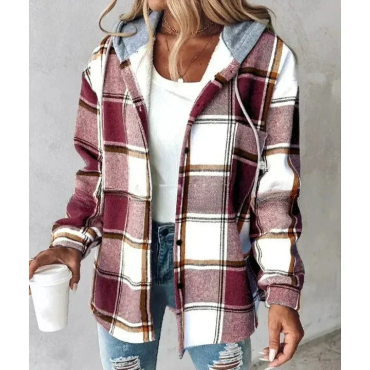 Plaid Hooded Shirt Jacket | Valenira