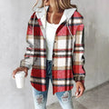Plaid Hooded Shirt Jacket in Multicolor | Valenira