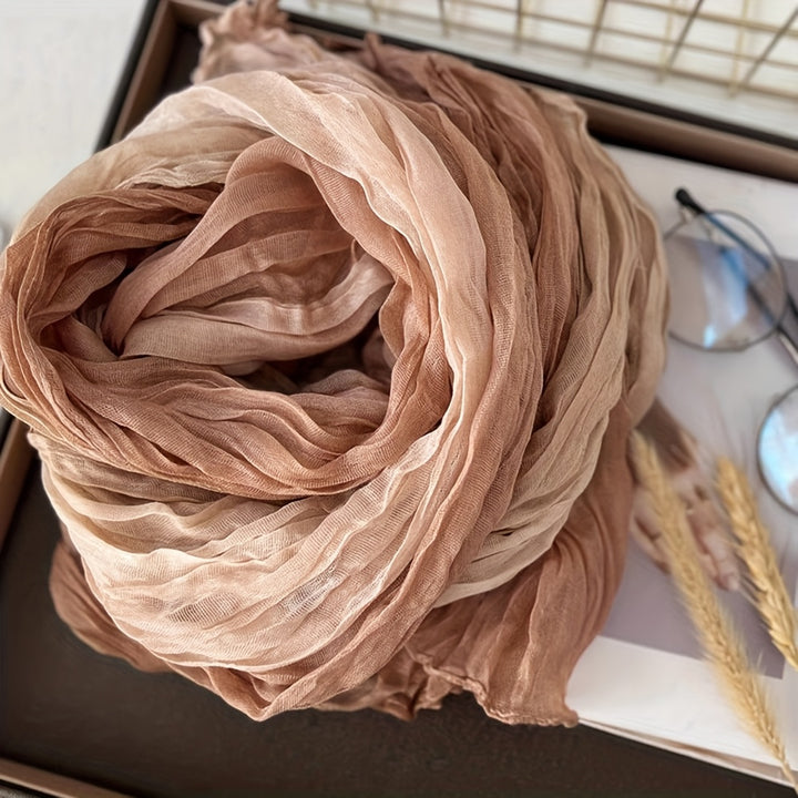 Pleated Gradient Scarf in Beige | Valenira