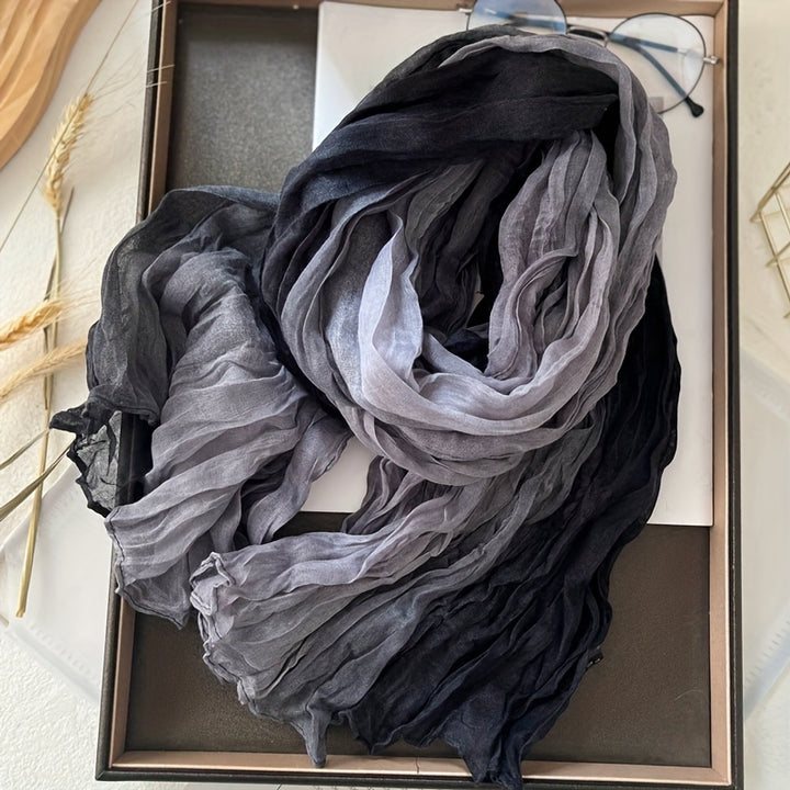 Pleated Gradient Scarf in Black | Valenira