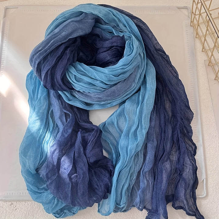 Pleated Gradient Scarf in Blue | Valenira