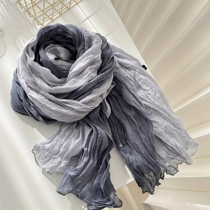 Pleated Gradient Scarf in Navy | Valenira