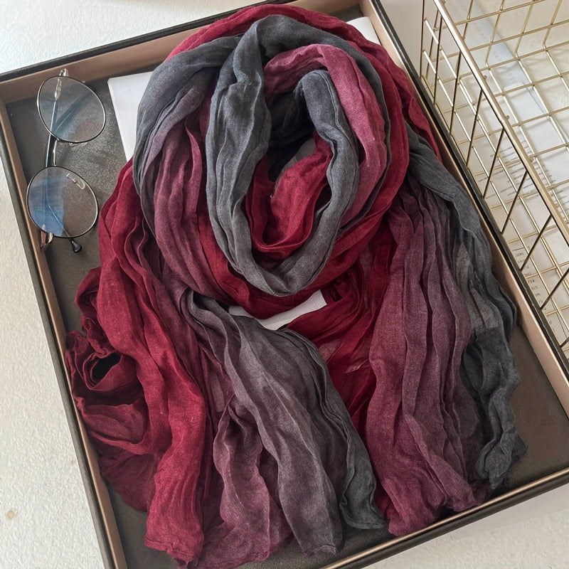 Pleated Gradient Scarf in Burgundy | Valenira