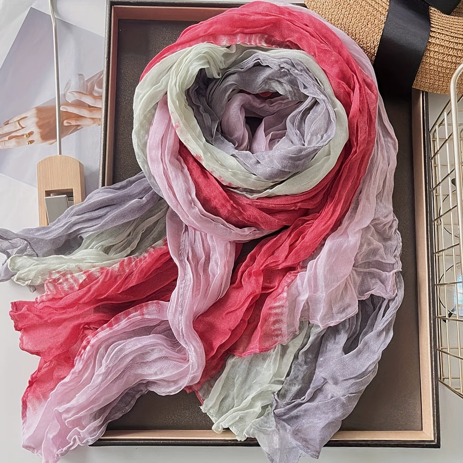 Pleated Gradient Scarf in Coral | Valenira