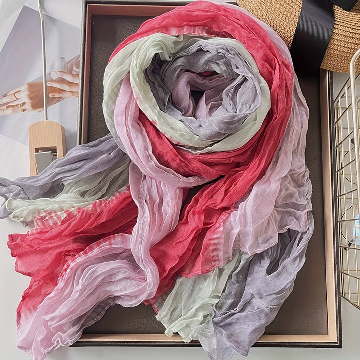 Pleated Gradient Scarf in Coral | Valenira