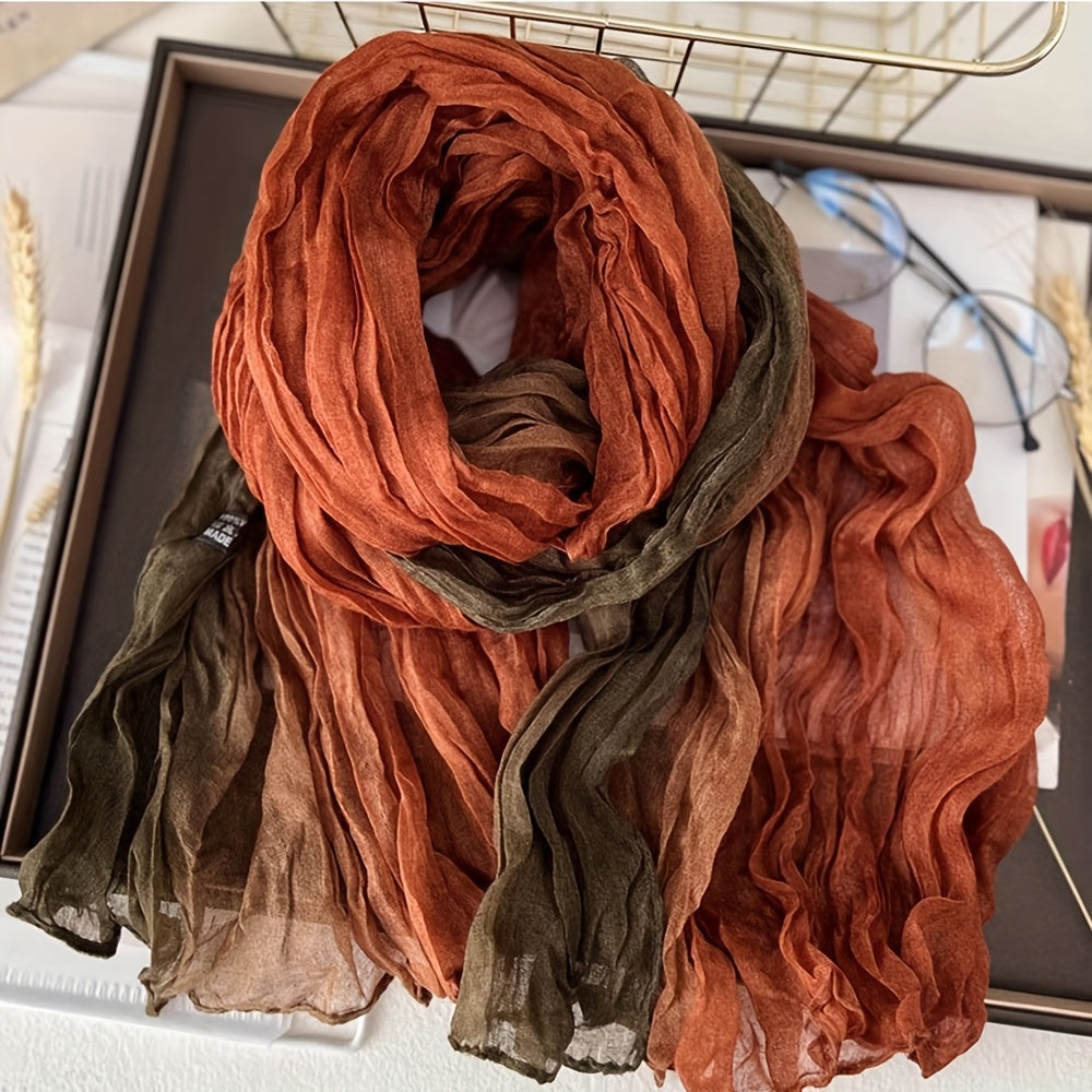 Pleated Gradient Scarf in Orange | Valenira