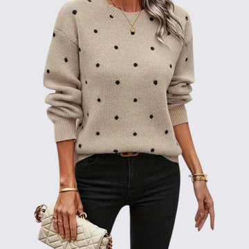 Polka Dot Crew Neck Sweater