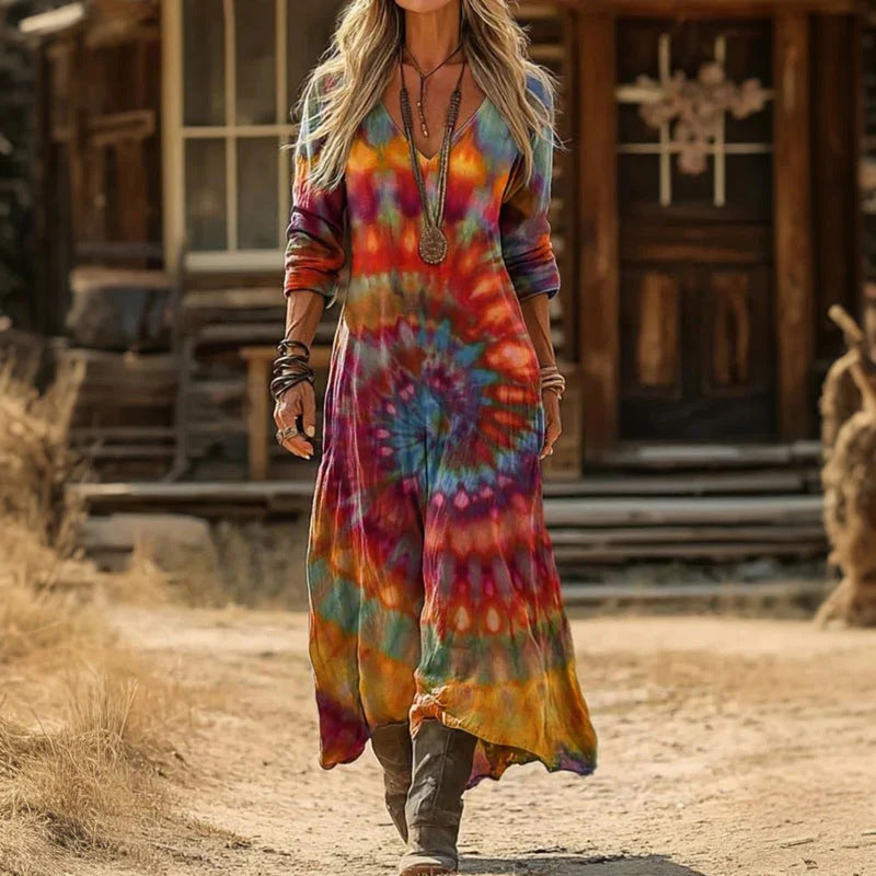 Printed Maxi Dress in Multicolor | Valenira