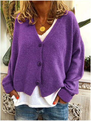 V Neck Button Front Cardigan