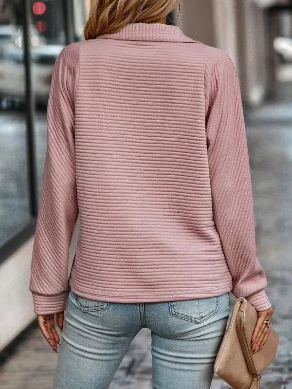 Quarter Zip Ribbed Pullover | Valenira