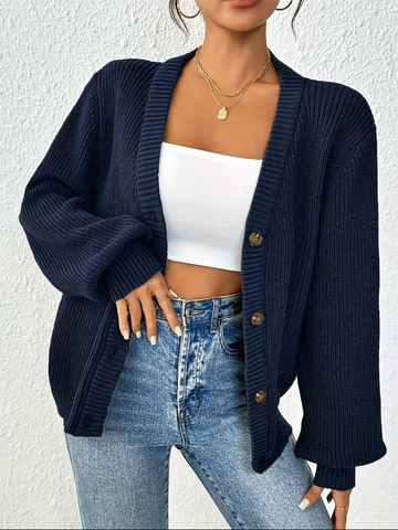 Ribbed Drop Shoulder Cardigan