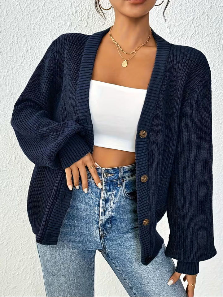 Ribbed Drop Shoulder Cardigan | Valenira