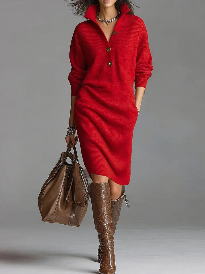 Ribbed Knit Midi Dress | Valenira
