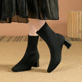 Ribbed Knit Sock Boots in Green | Valenira