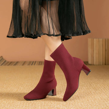 Ribbed Knit Sock Boots