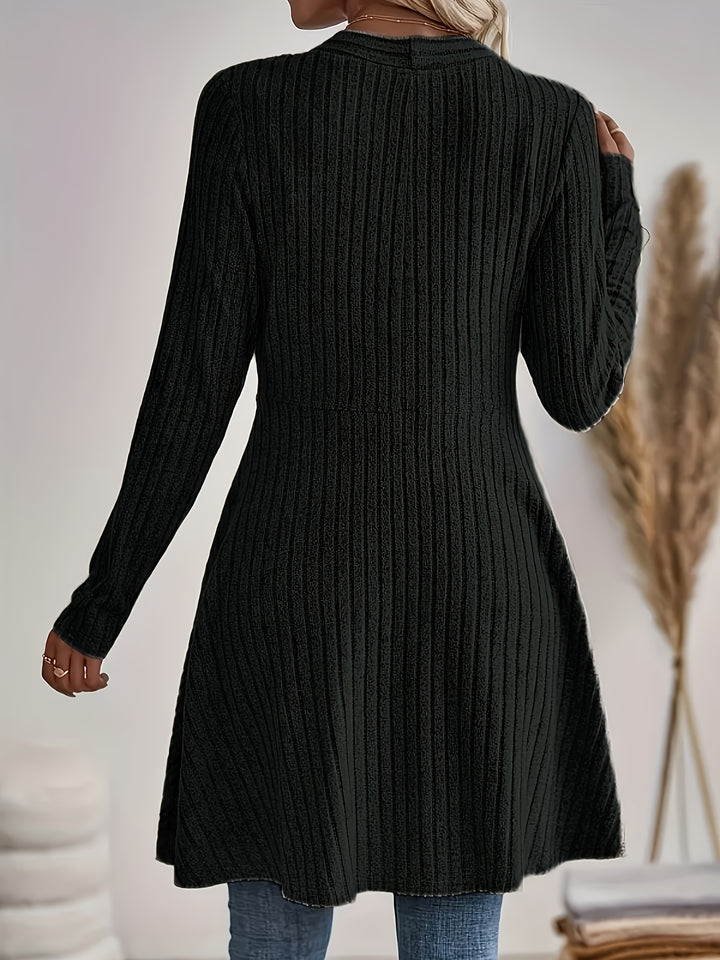 Ribbed Open Front Cardigan | Valenira