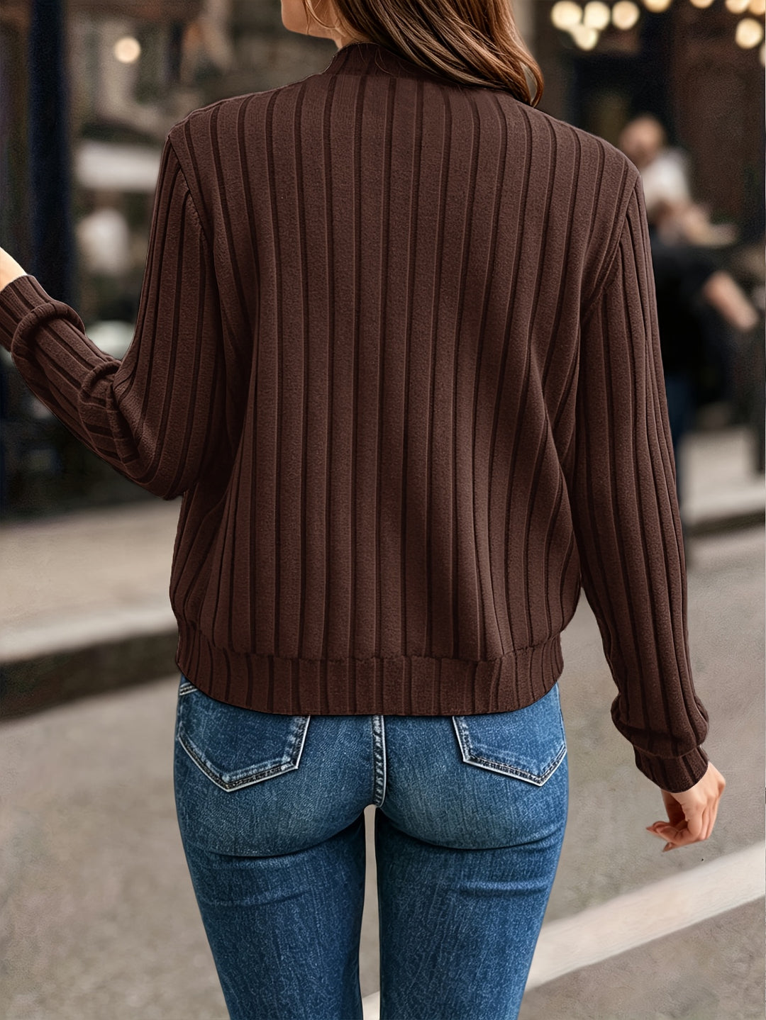 Ribbed Zip Front Jacket | Valenira