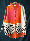 Ruffle Placket Print Blouse | Valenira