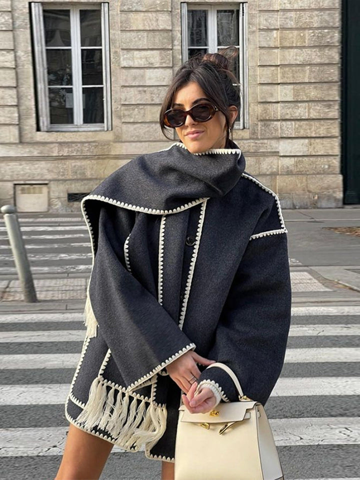 Fringed Scarf Wrap Coat | Valenira