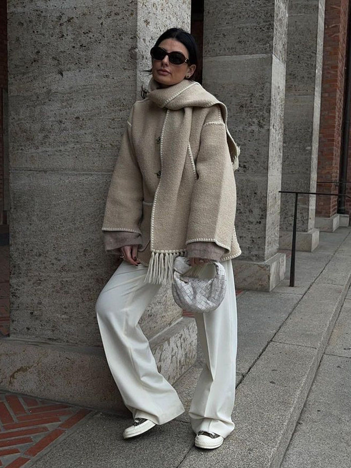 Fringed Scarf Wrap Coat | Valenira