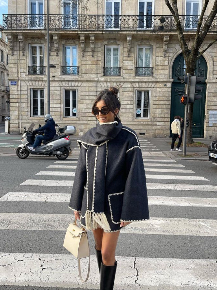 Fringed Scarf Wrap Coat | Valenira