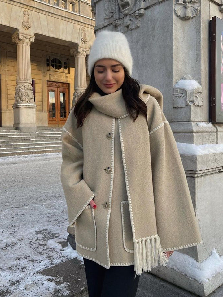 Fringed Scarf Wrap Coat | Valenira