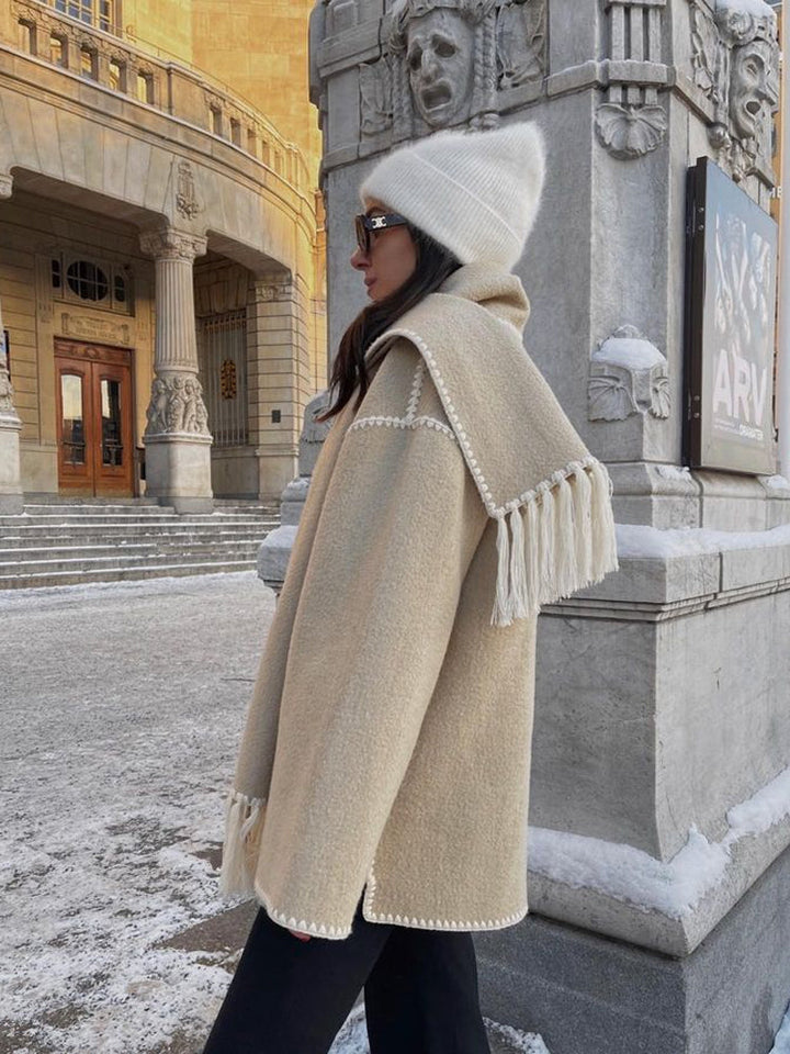 Fringed Scarf Wrap Coat | Valenira