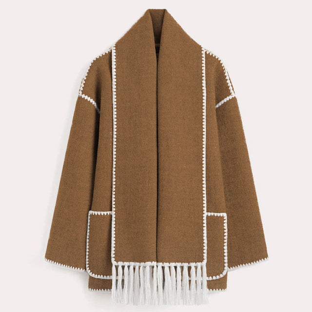 Fringed Scarf Wrap Coat | Valenira