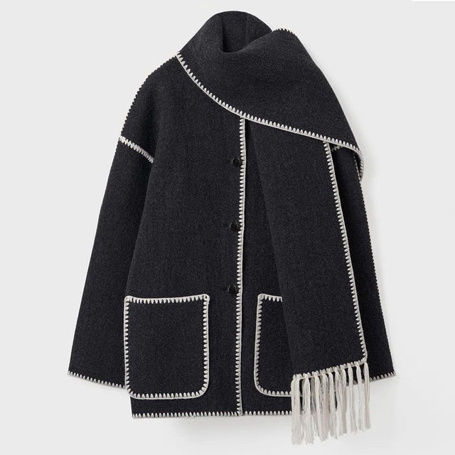 Fringed Scarf Wrap Coat | Valenira