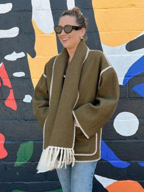Fringed Scarf Wrap Coat | Valenira