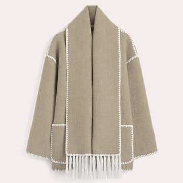 Fringed Scarf Wrap Coat