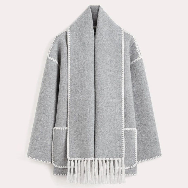 Fringed Scarf Wrap Coat | Valenira