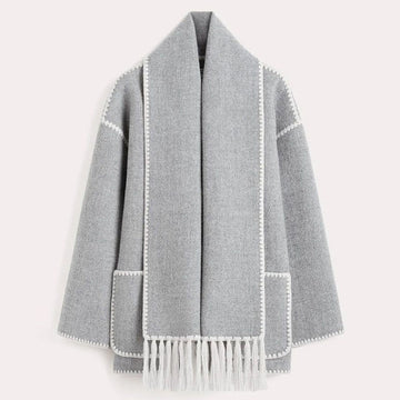 Fringed Scarf Wrap Coat