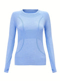 Seamless Knit Running Top in Denim Blue | Valenira