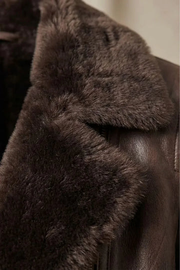 Shearling Collar Leather Jacket